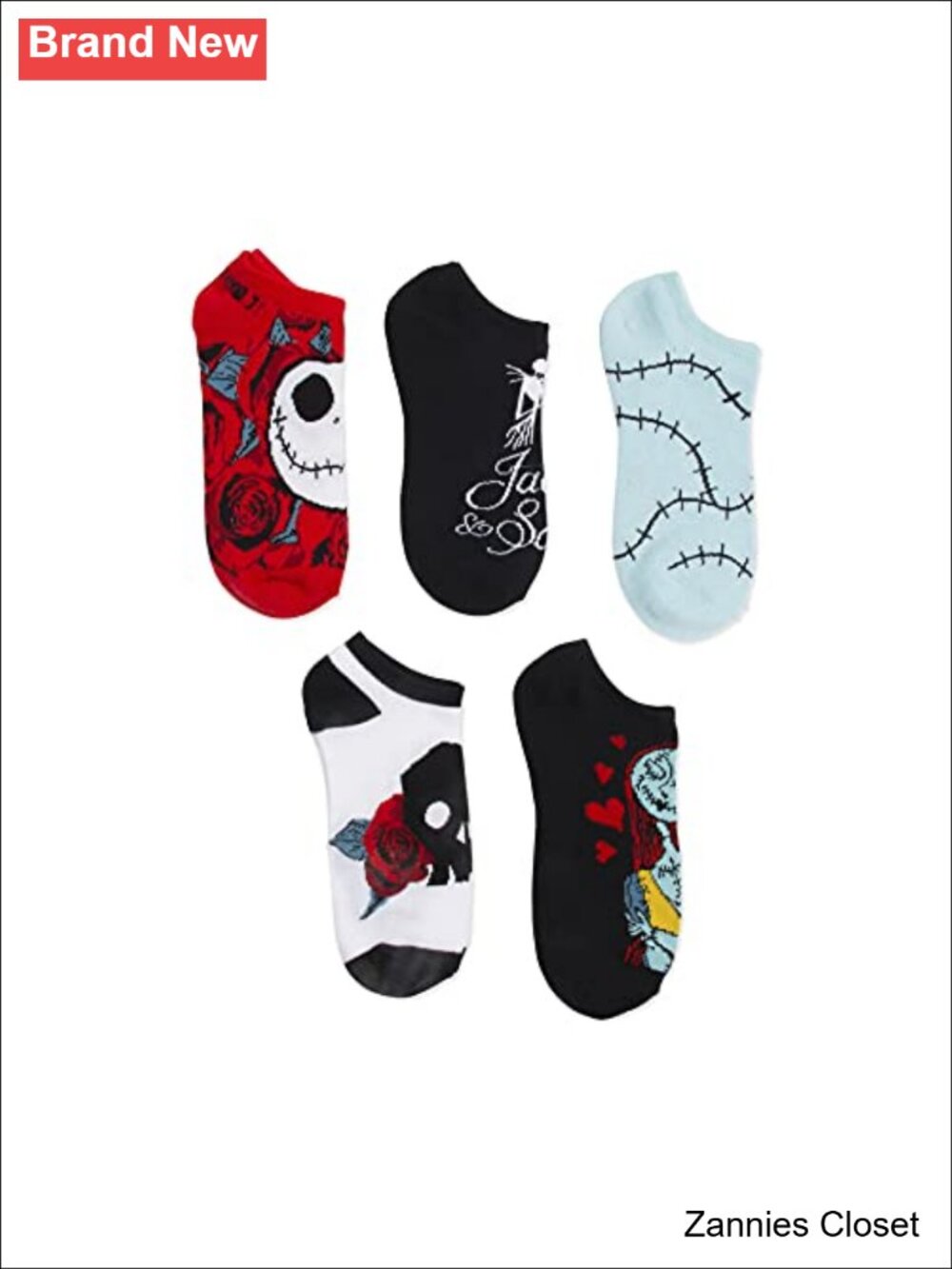 👻 Disney Nightmare Before Christmas No Show Socks 5 Pack